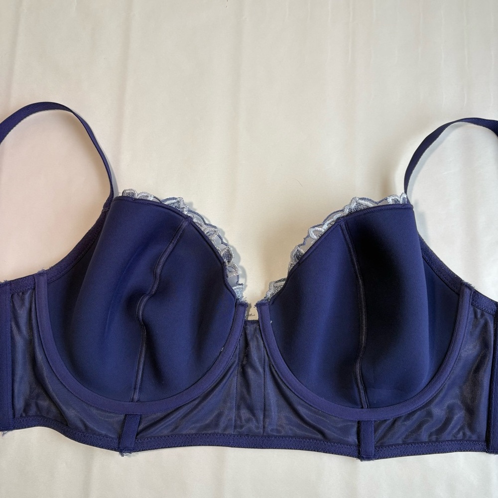 Adore ME Britta Dark Blue Floral Lace Contour Demi Longline Bra 36DDD - Picture 7 of 12
